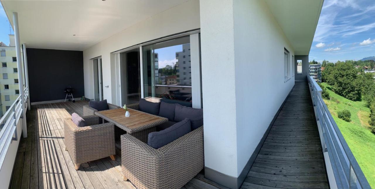 Apartamento Luxus Penthouse Bregenz Feldmoos Mit Whirlpool & Riesen Terrasse, Nahe Festspiele Exterior foto